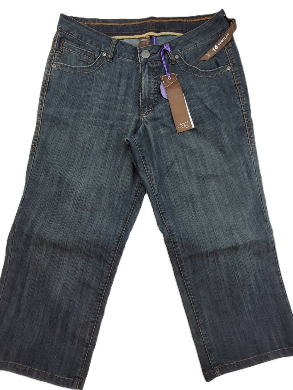 Jag Jeans Women's 14 Blue Trenton Crop Dark Wash Stretch 32x23 Skimmer Capri